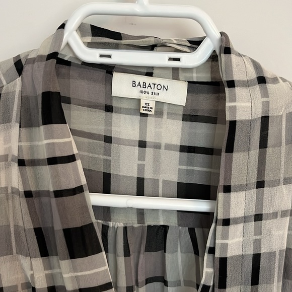 Babaton Plaid Silk Blouse - Picture 2 of 3